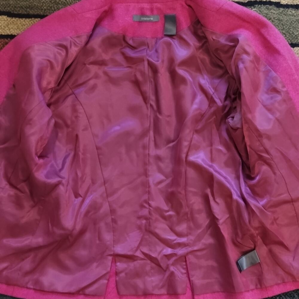 Vintage 1990s Liz Claiborne Raspberry Pink Tweed Soft Wool Fitted Blazer 10 - Picture 11 of 14